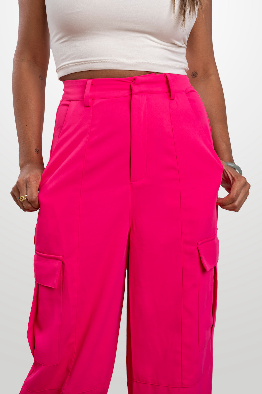 Hot Pink Isla Wide Leg Cargo Pants - NEW WARDROBE? 40% DISCOUNT AT CHECKOUT!